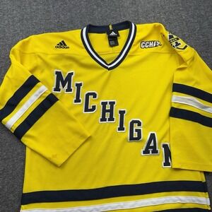 Michigan Wolverines Adidas Hockey Jersey NCAA Yellow Maize Youth Sz L/XL